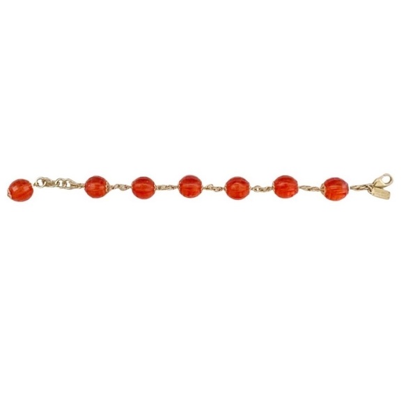 KATE SPADE 2009 Holiday Collection Citrine Orange Gold Vintage Bead Bracelet - Picture 2 of 4